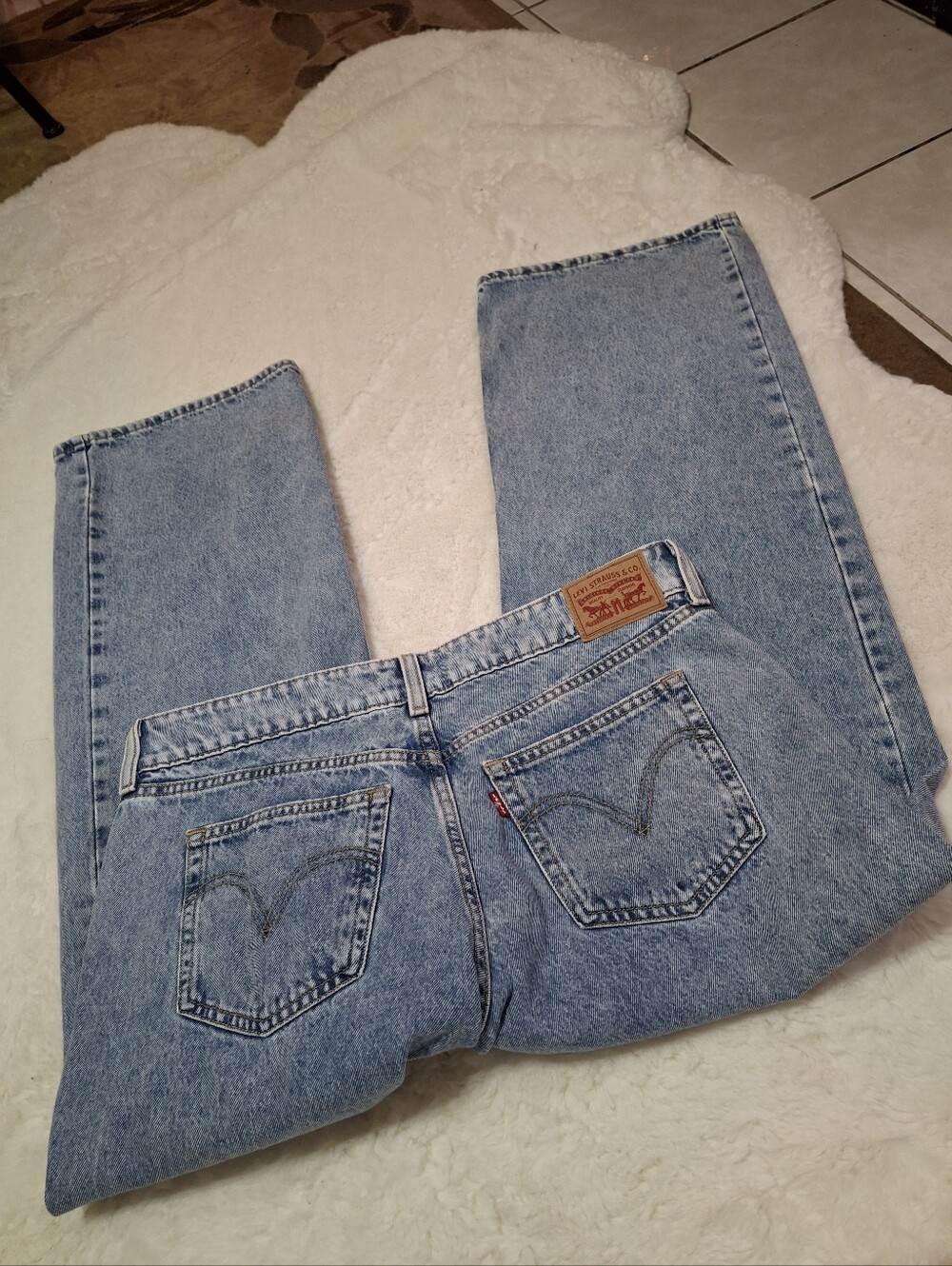 Levi's Superlow Denim Jeans Light Wash Relaxed Straight Leg Women Size 32 - Picture 8 of 16